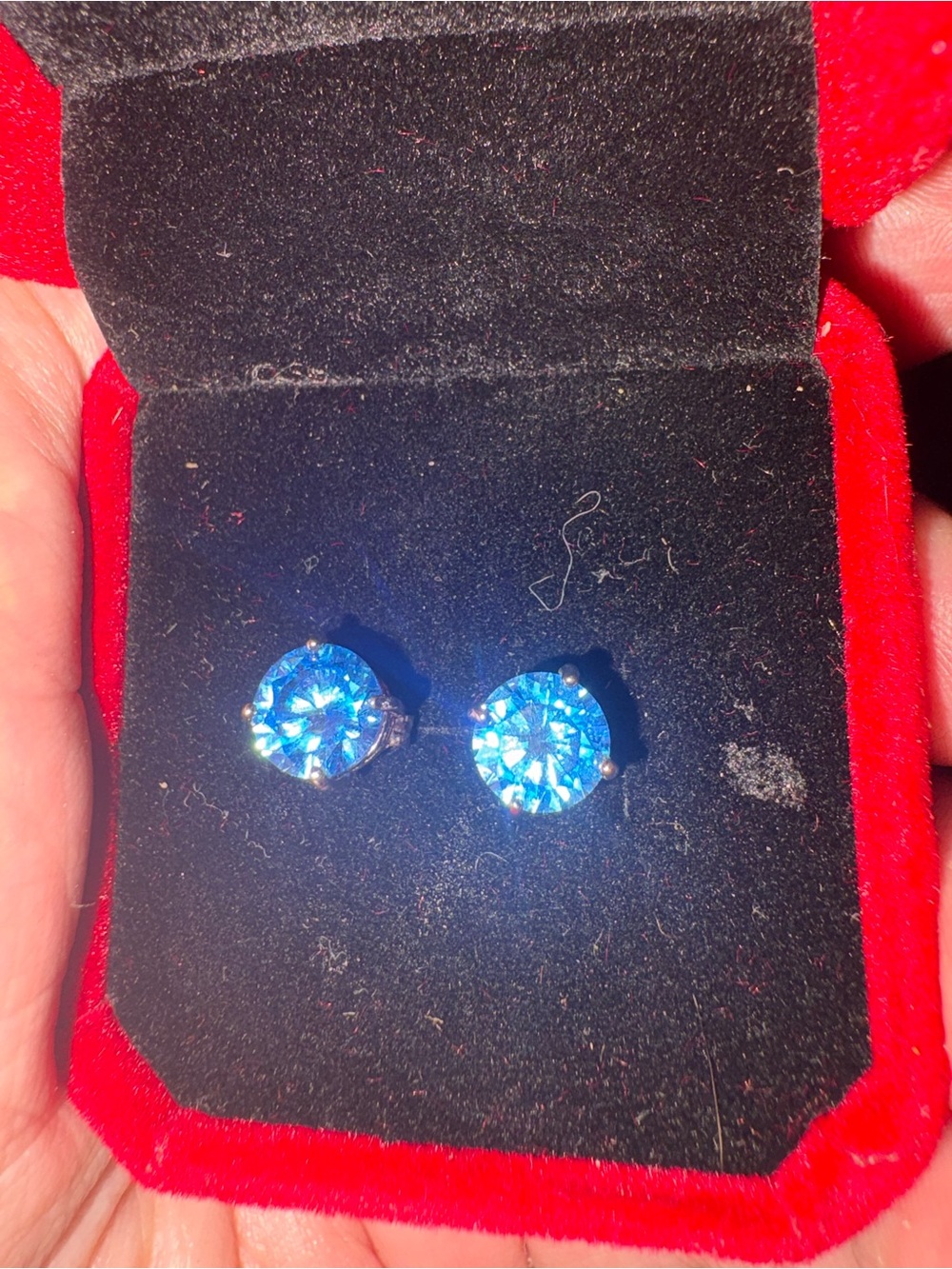 Blue Round 1 ct each moissanite Stud Earrings - 2ctw